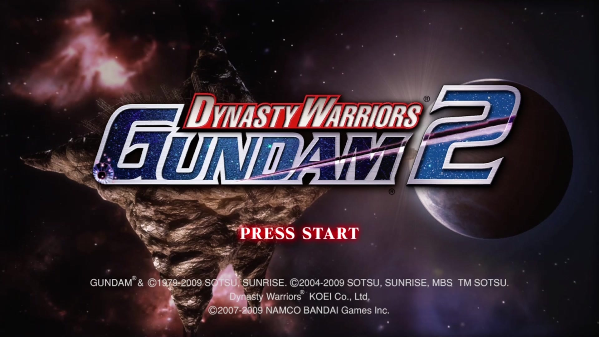 Dynasty Warriors: Gundam title screen for Xbox 360